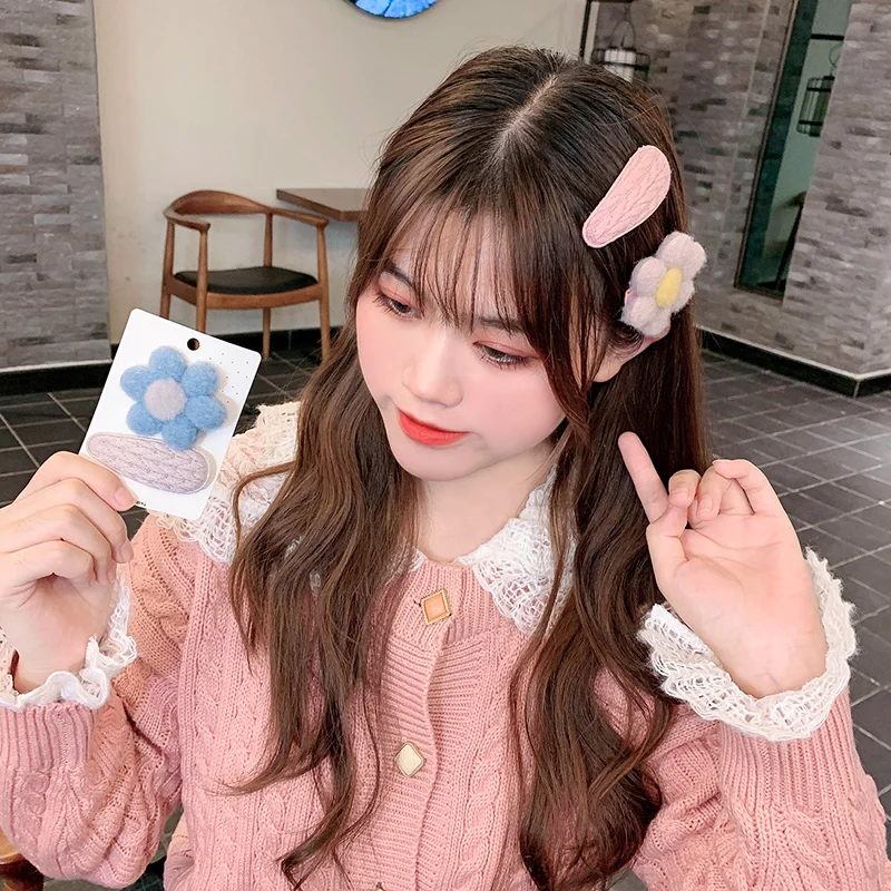 Заколка Женская плюшевая милый аксессуар для волос в японском стиле Корейском на