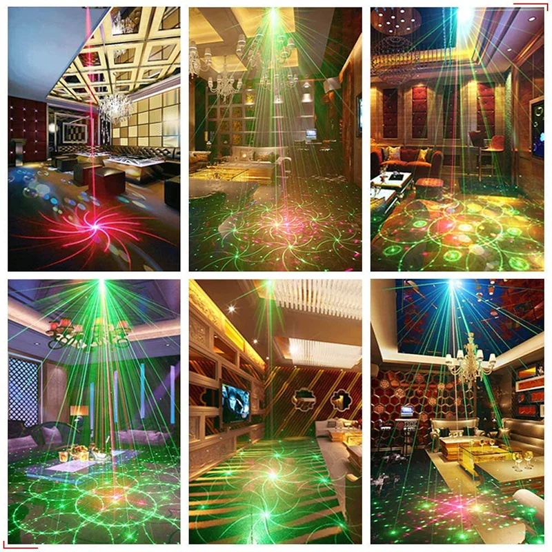 Party Disco Light Indoor USB Laser DJ Stage Projector Lamp Music Sound Activated Stagelight for Home Club Bar KTV Lighting | Лампы и