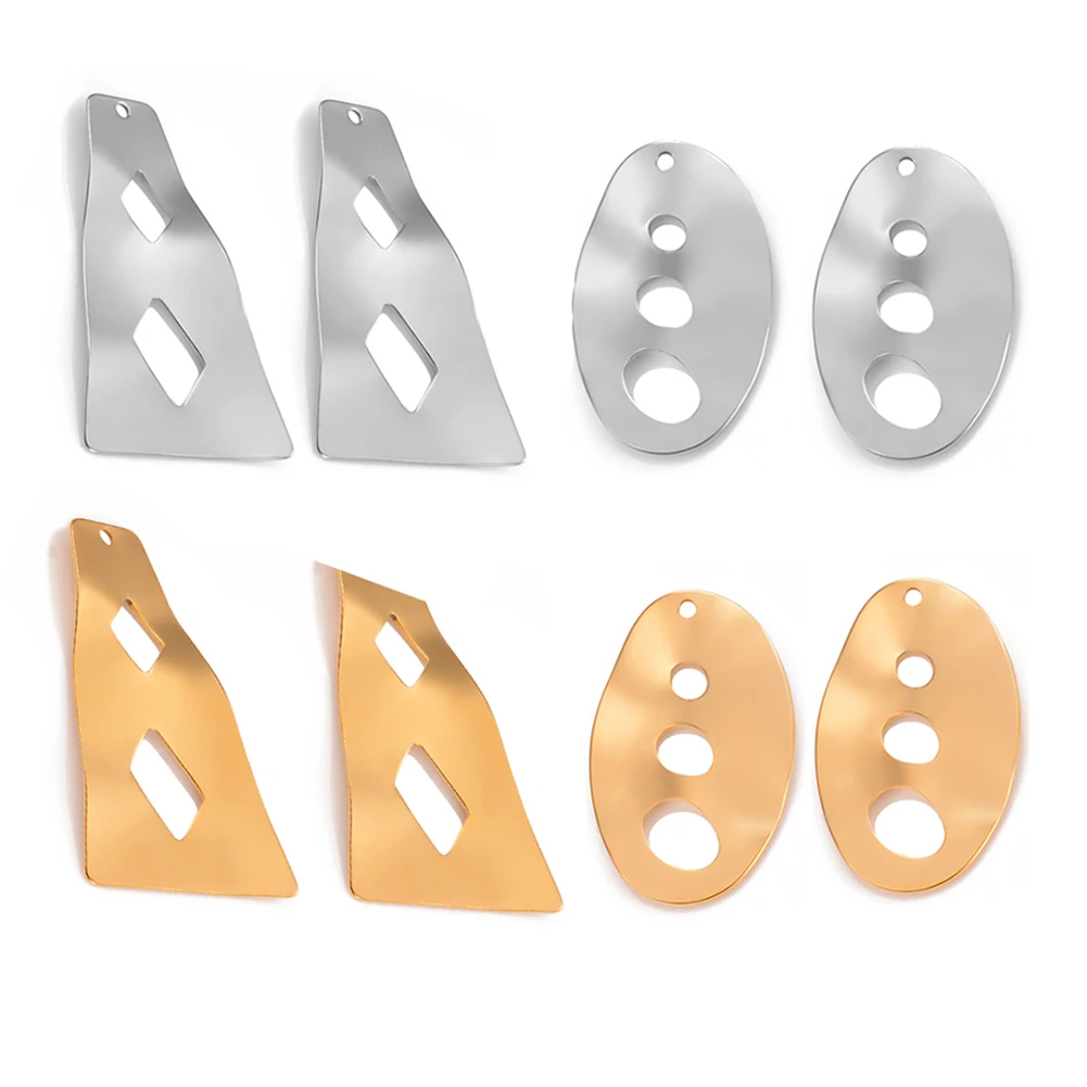 

10pcs Stainless Steel Gold /Silver Tone Irregular Earrings Format Charms Pendants DIY Earring Connection Jewelry Making Finding