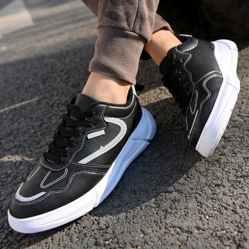 

2020 New Sneakers Mens Casual Shoes Leather Breathable Lace-up Flat Board Shoes Spring Autumn Sports Shoes Zapatillas de deporte