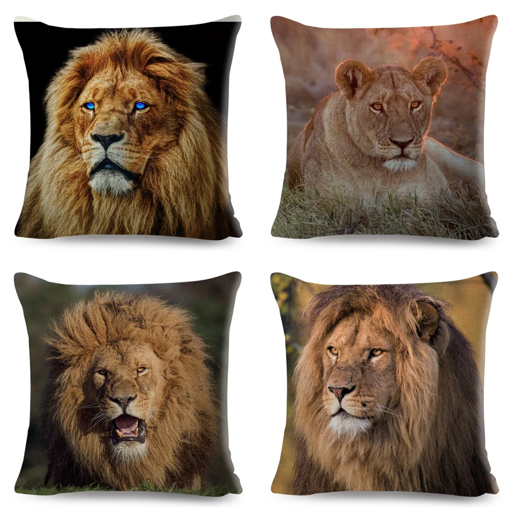 Чехол для подушки с принтом африканского льва декоративный чехол из полиэстера
