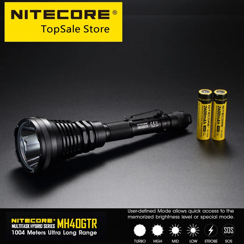 Продажа Распродажа, тактический охотничий фонарик Nitecore MH40GTR с дальним радиусом действия и прямой зарядкой, суперъяркий фонарь с аккумулятором 2x1865 0,...