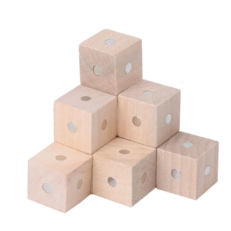10pcs 10 шт. 2X2 см магнитные кубики цветные деревянные строительные блоки игра деревянная игрушка детская геометрическая форма цвет обучающие игрушки для детей - Цвет: 10pcs