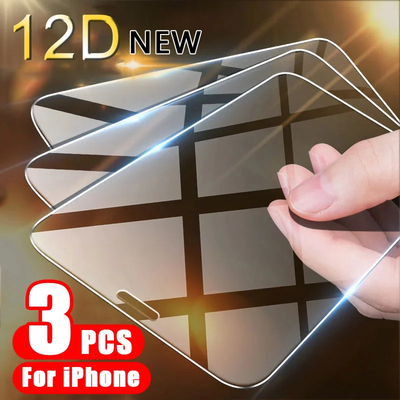 

3Pcs HD Cover Tempered Glass For iPhone 13 12 11 Pro Max Screen Protector XR XSMax Phone Film