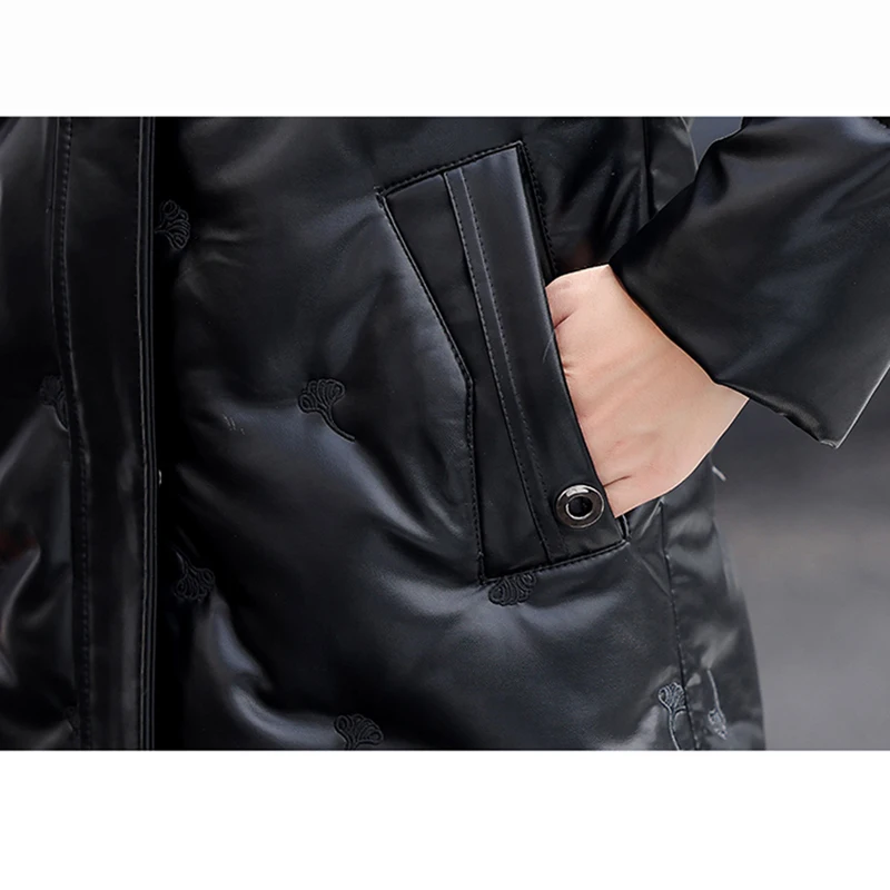 New Women Sheepskin Down Coat Winter 2022 Fashion Fox Fur Collar Medium Long Thick Warm Sheep Leather Down Coat Oversize Coat