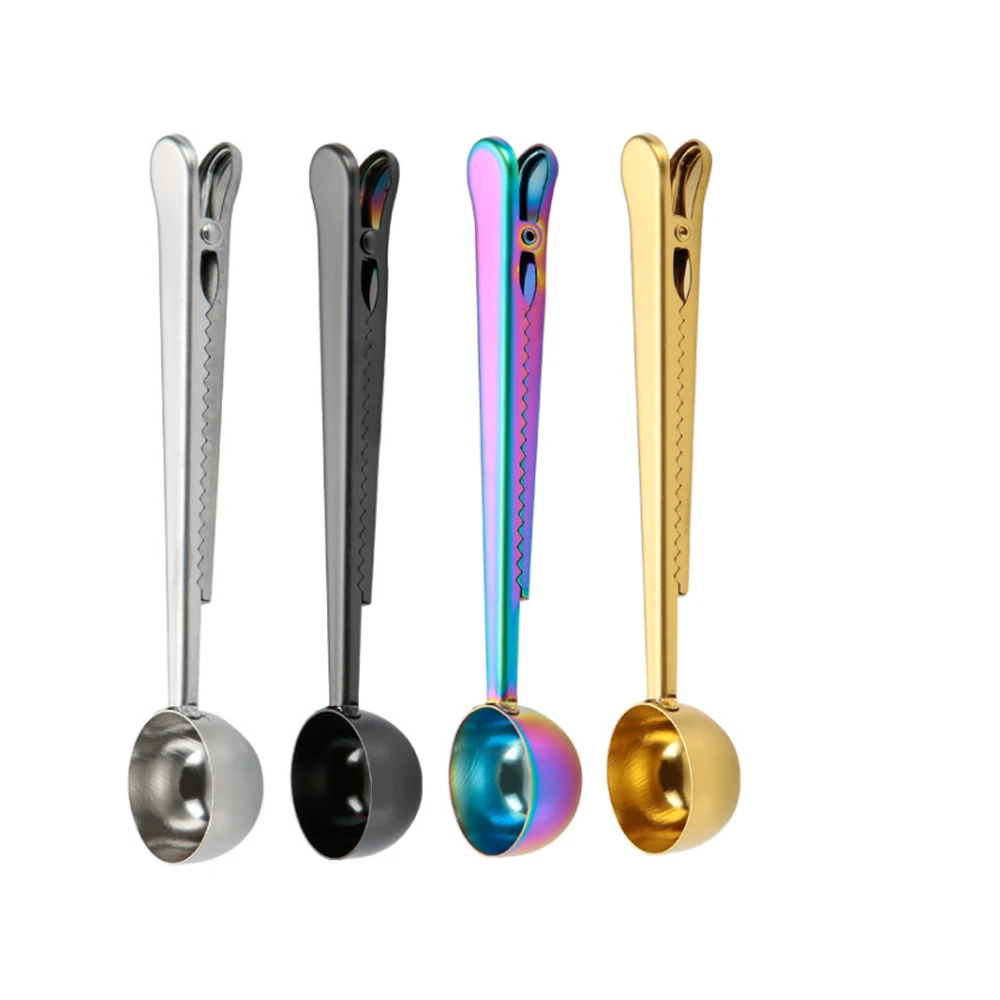 1 шт. 2 в кофейная ложка из нержавеющей стали с зажимом для пакета измерительная