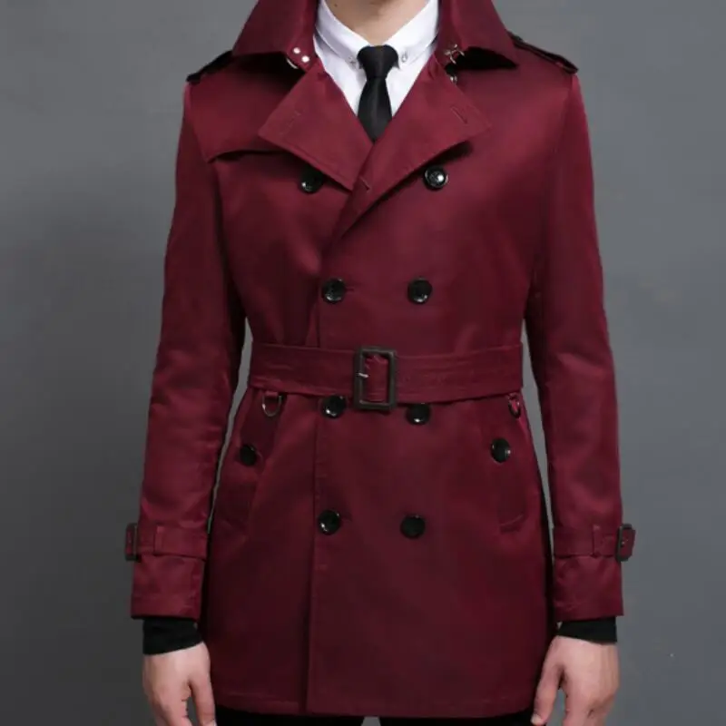 

HOT/Spring Men's New Fashion Mid-length double-breasted lapel cotton jacket Personalized customization Large size /S-6XL