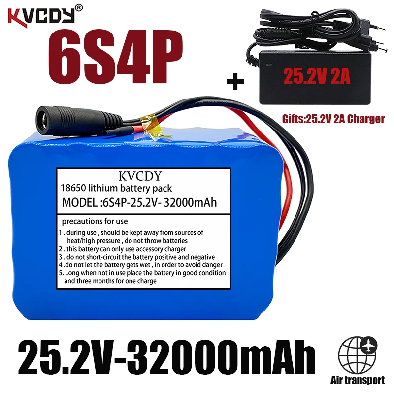 

6s4p 24V 32Ah 18650 Battery Lithium Battery 25.2v 32000mAh Electric Bicycle Moped /Electric/Li ion Battery Pack with charger