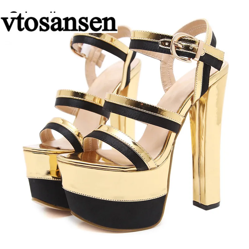 Jual Sepatu Wanita Hak Tinggi Sandal Seksi Musim Panas Sepatu Pesta Wanita Warna Campur Sepatu Pernikahan Tali Pergelangan Kaki Platform Filas Anak Perempuan