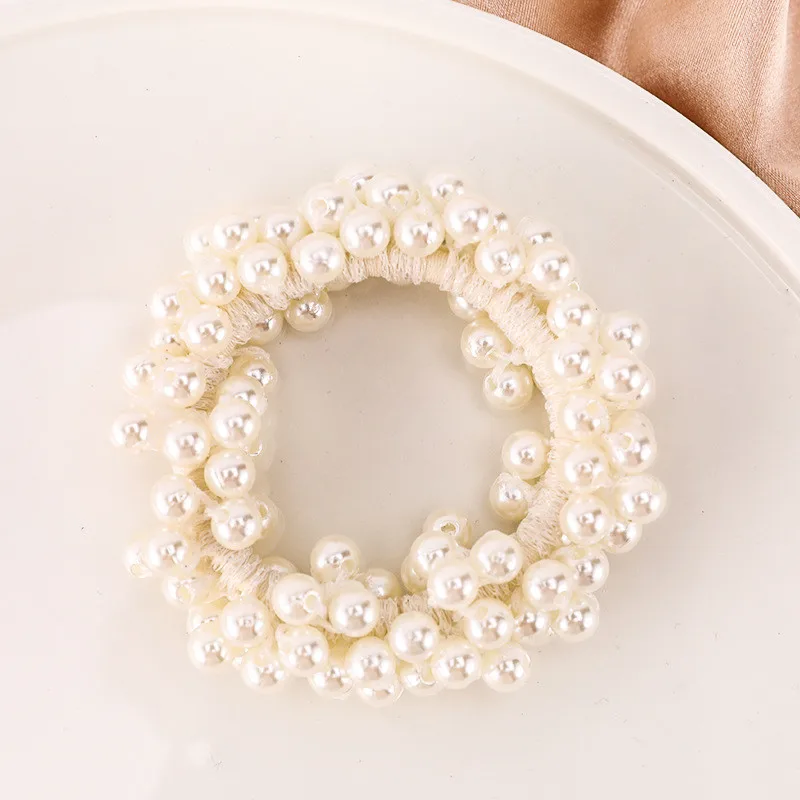 

Fashion Woman Elegant Pearl Hair Ties Beads Girls Scrunchies Rubber Bands Ponytail Holders Hair Elastic Hair Bands Accessories