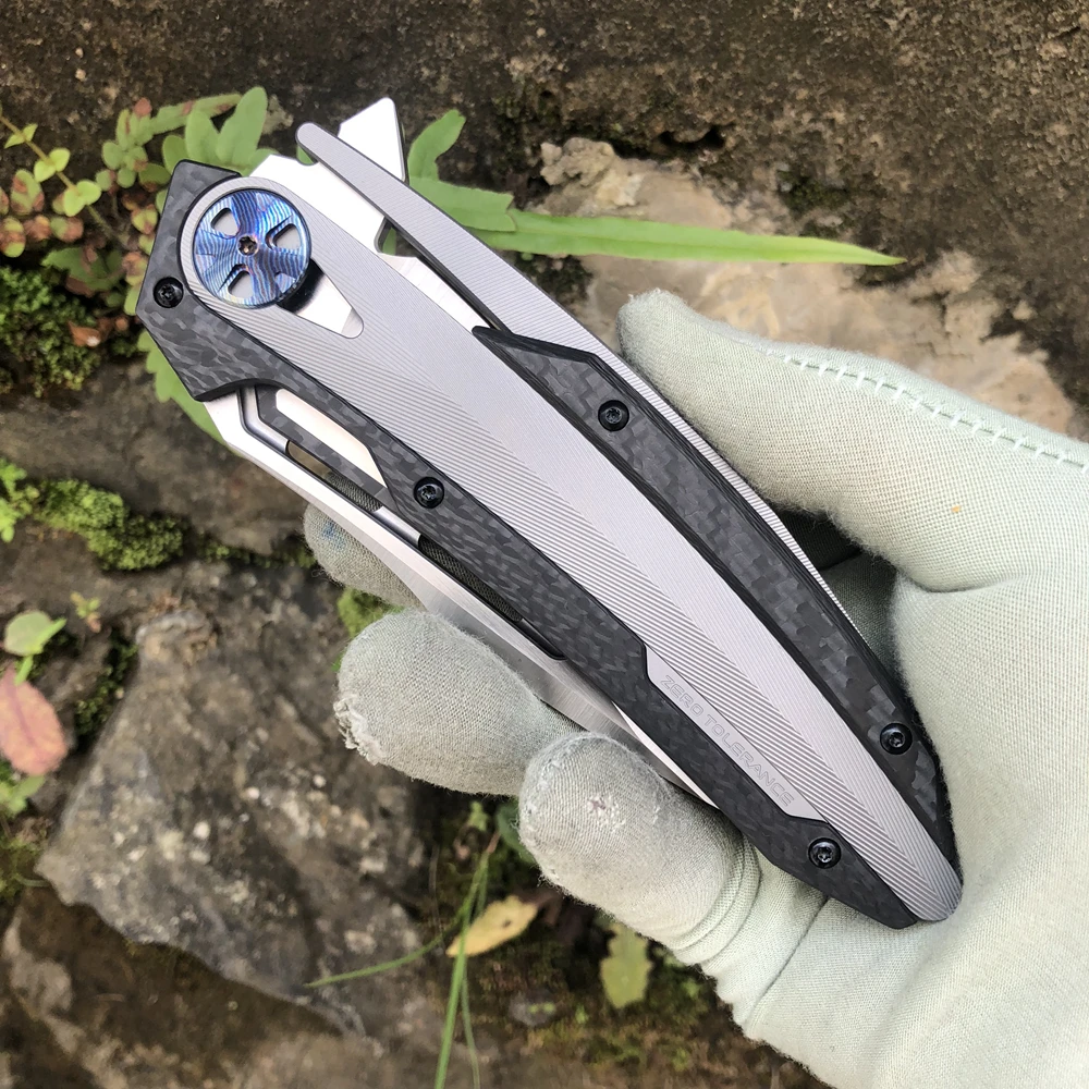 New ZT0999 Flipper folding knife M390 blade titanium alloy / CF handle hunting camping fruit knife EDC tool kitchen supplies