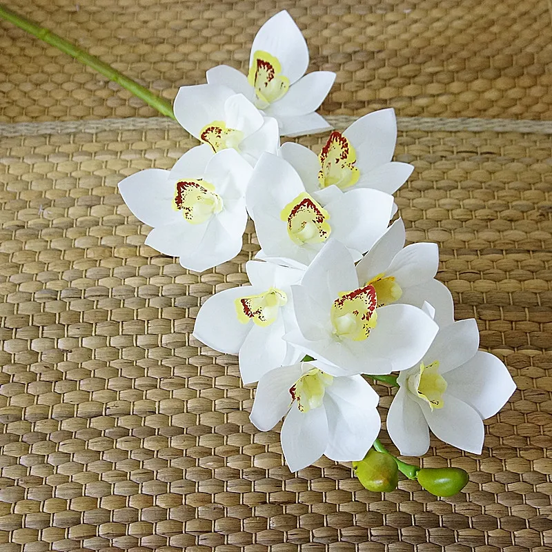 Роскошный реалистичный большой 3D принт искусственные орхидеи Cymbidium латексные