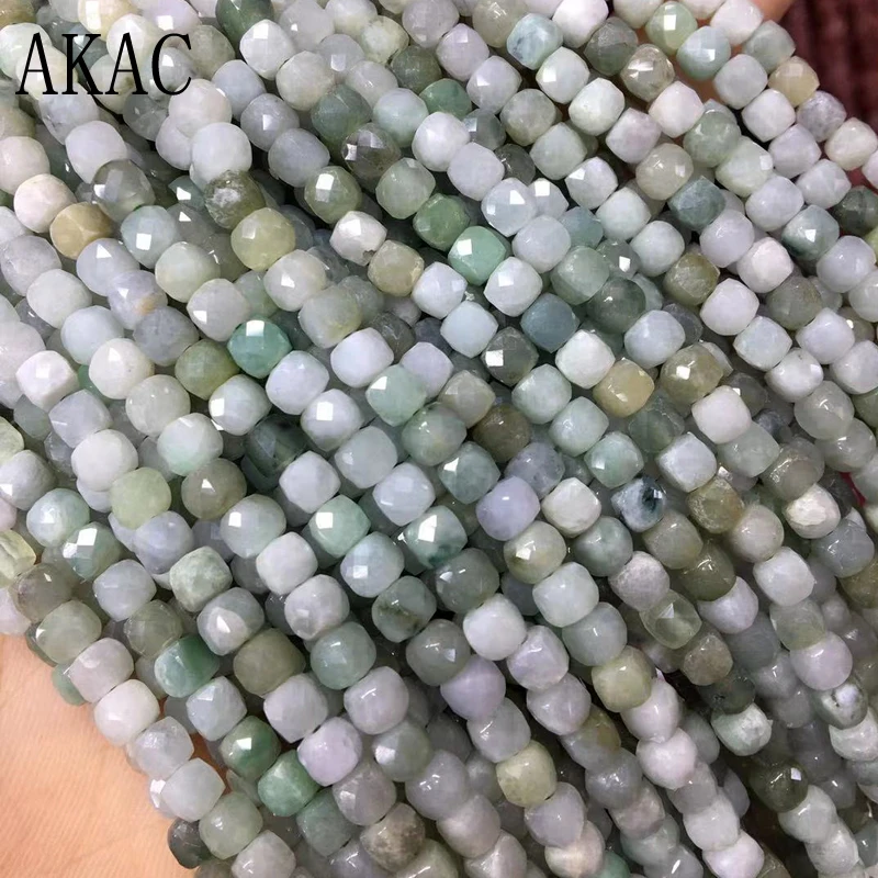 

Approx4*4mm 100% Natural Burma jade faceted cube shape loose beads for diy making design