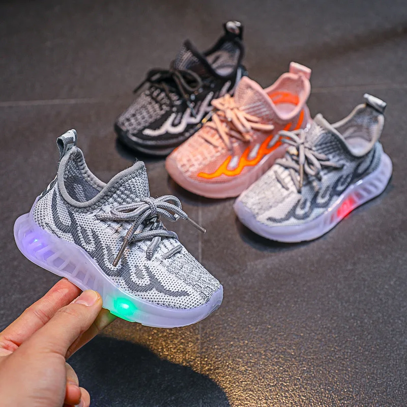 

Size 21-30 Baby Anti-slippery Luminous Sneakers Girls Boys Led Light Up Shoes Glowing Casual Tenis Children Trainers