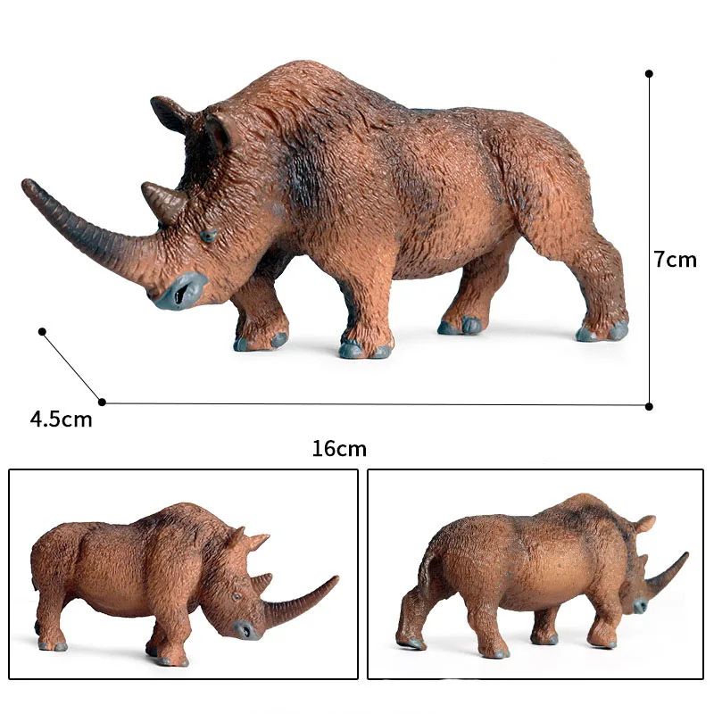 

New Styles Original Wild Animals JZ Red Hair Rhinoceros Model Action Figurines Miniature Collection Toy For Kids