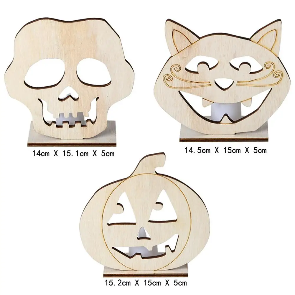 Деревянный светодиодный светильник в форме черепа/тыквы/кота украшение для дома