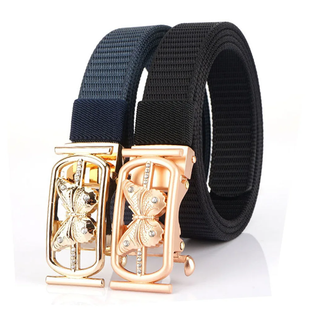CANTIK Unique Butterfly Pattern Automatic Buckle Good Quality Ladies Nylon & Canvas Belts Clothing Accessories for Women CBCA299