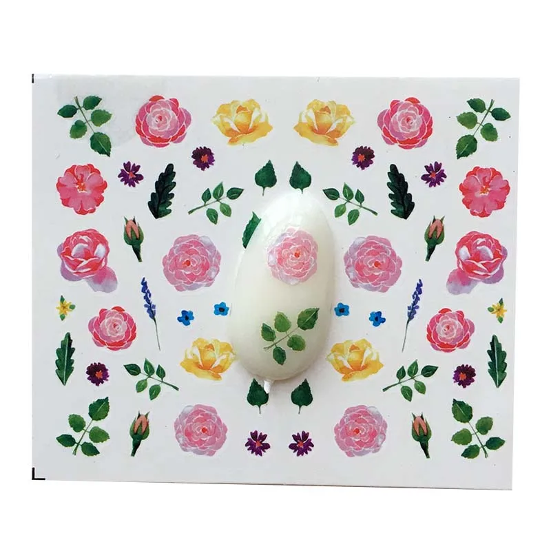 F20 nail art sticker s розовая желтая наклейка с цветком для ногтей дам Переводные