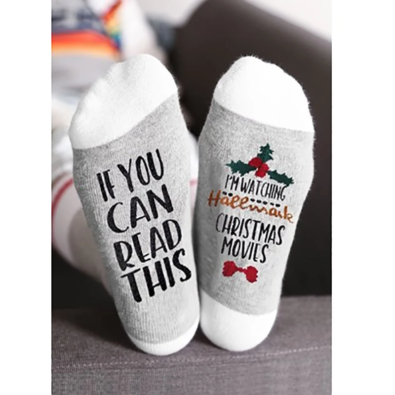 

Winter Novelty Warm Adult Christmas Letters Print Sole Soft Sock Anti-slip Floor Socks
