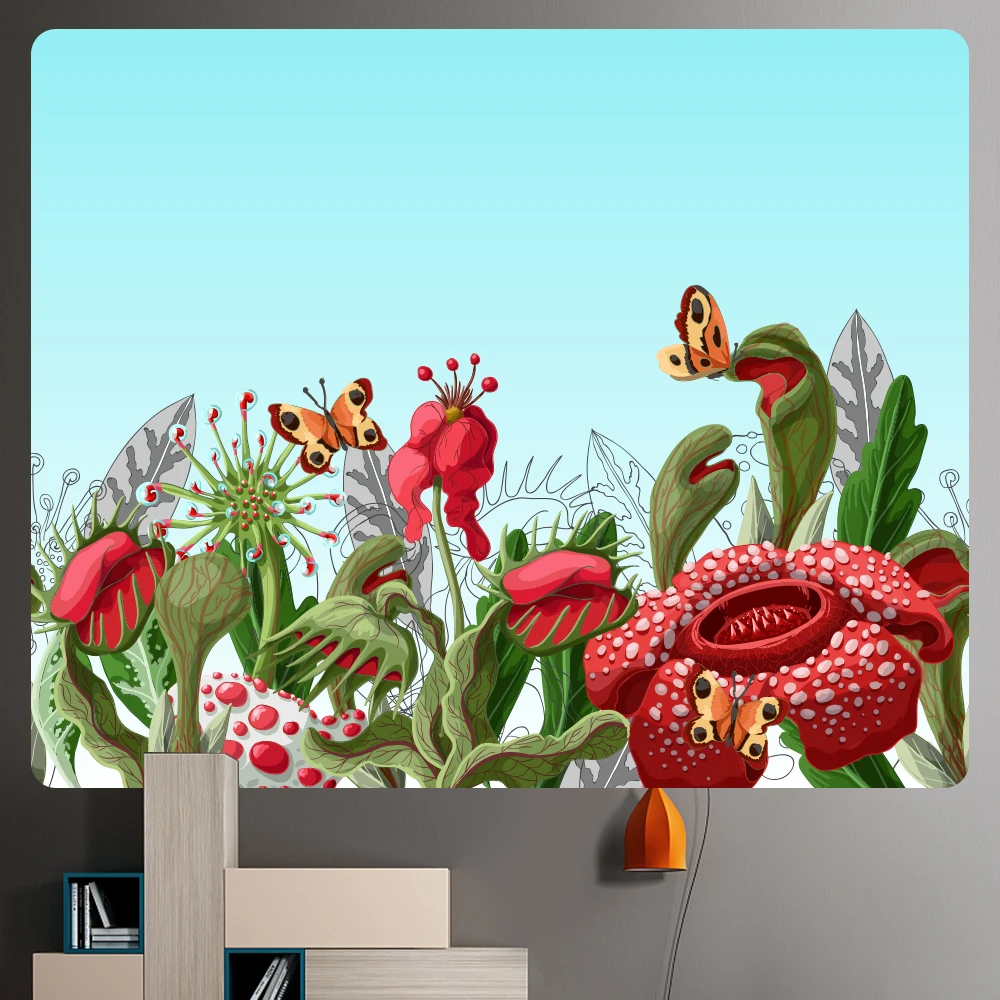 Красивые растения цветы искусственная психоделическая сцена богемная стена