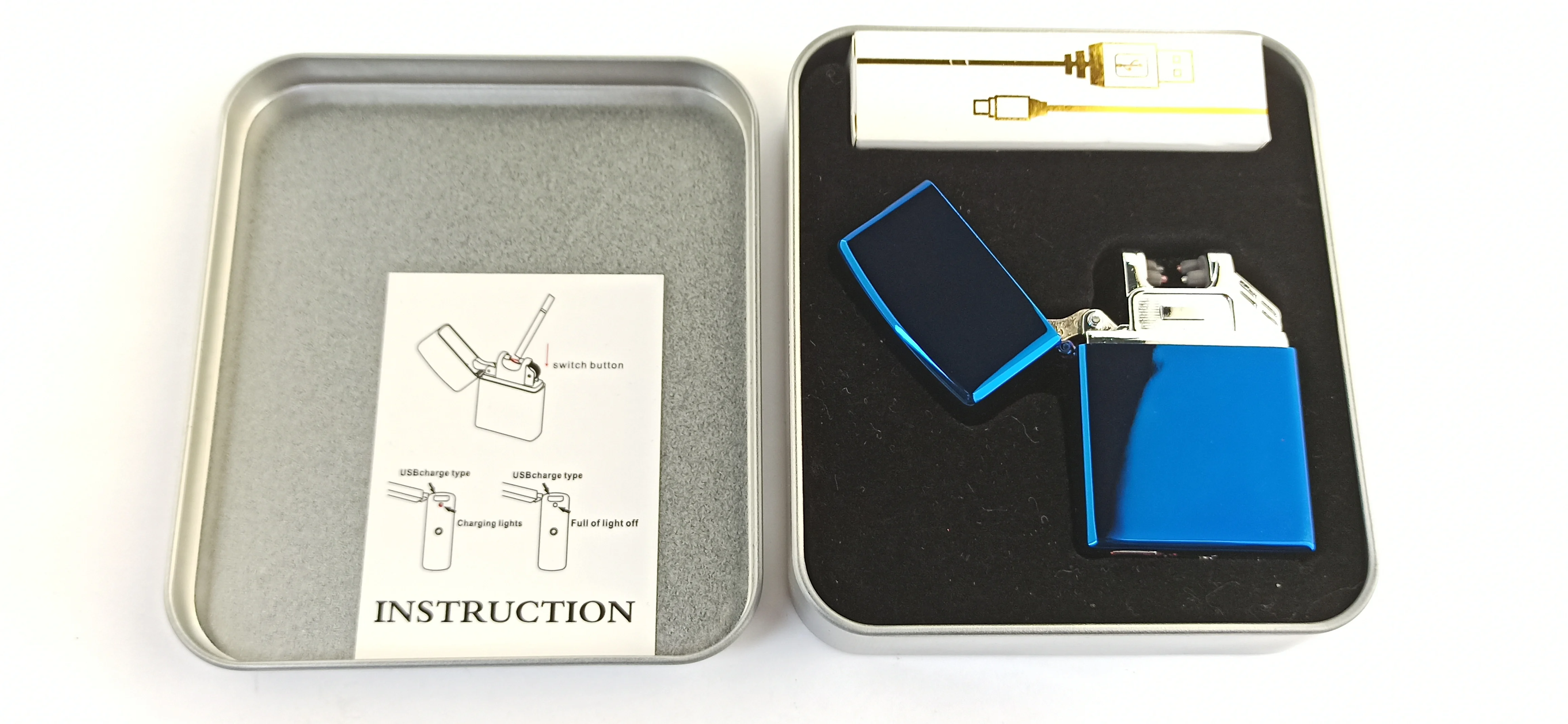 Электронная плазменная зажигалка JINLUN 217 Zippo двойная дуга синий |
