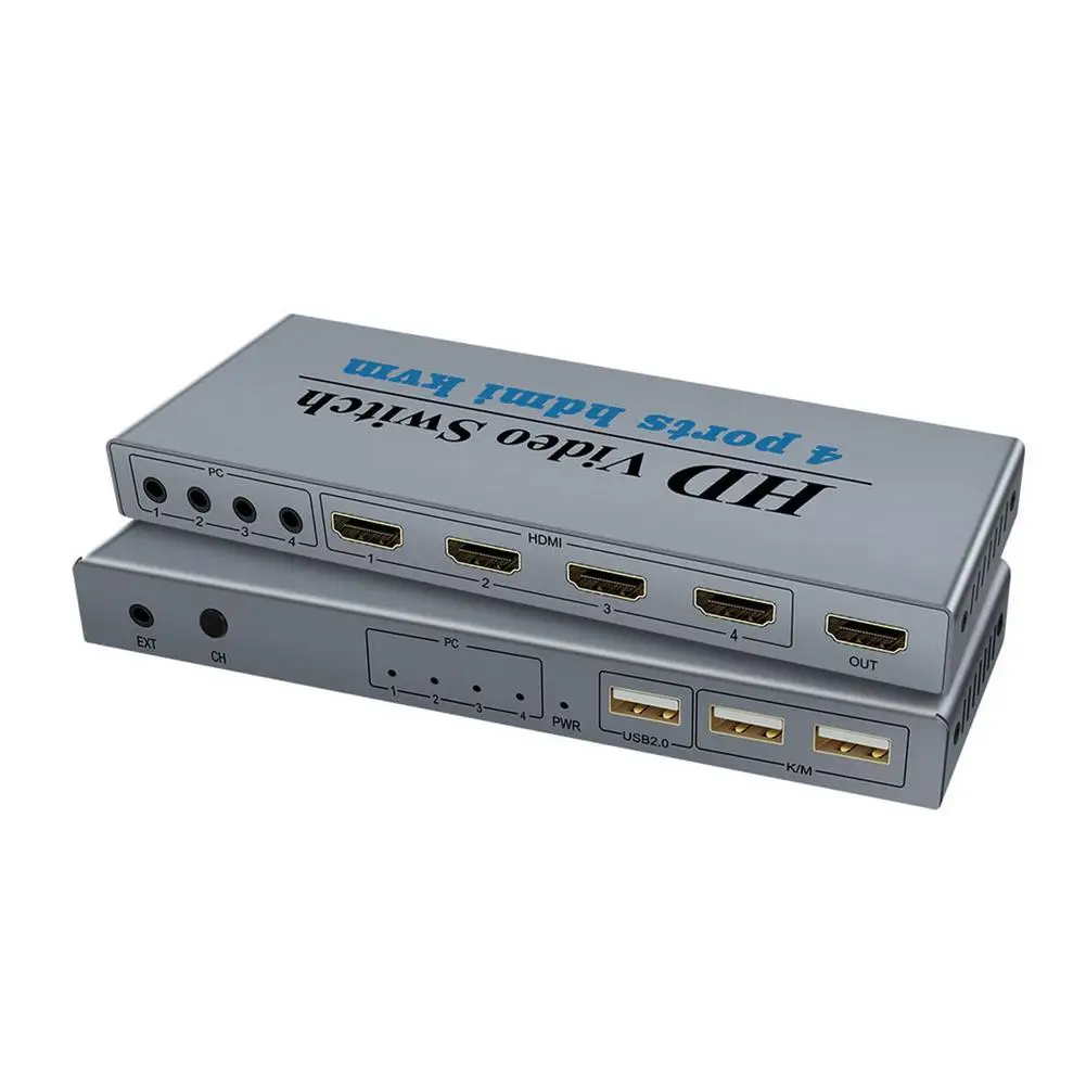 4 In 1 Out HDMI-compatible KVM Switch Box Switch 4 Ports For 2 Computers Share Keyboard Mouse And 4k 30Hz HD Monitor