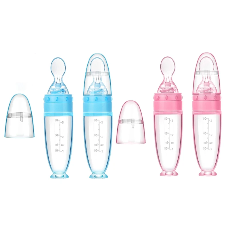 

FBIL-2 Baby Silicone Milk Bottle Spoons With Base Squeeze Rice Cereal Bottle Complementary Food Spoon Milk Bottle 90Ml