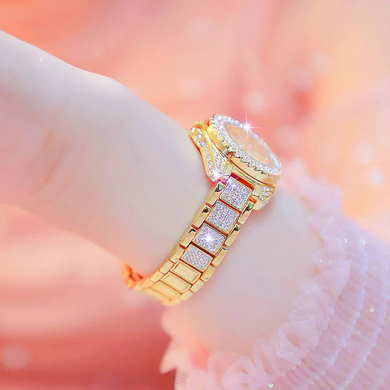 Женские часы с кристаллами дизайнерские брендовые роскошные женские из розового