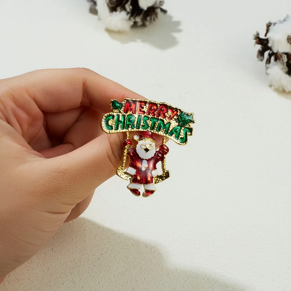 Merry Christmas броши на булавке милый Санта Клаус шляпа прекрасный Лось подарок эмаль значок брошь год Рождество Санта Клаус брошь с животными