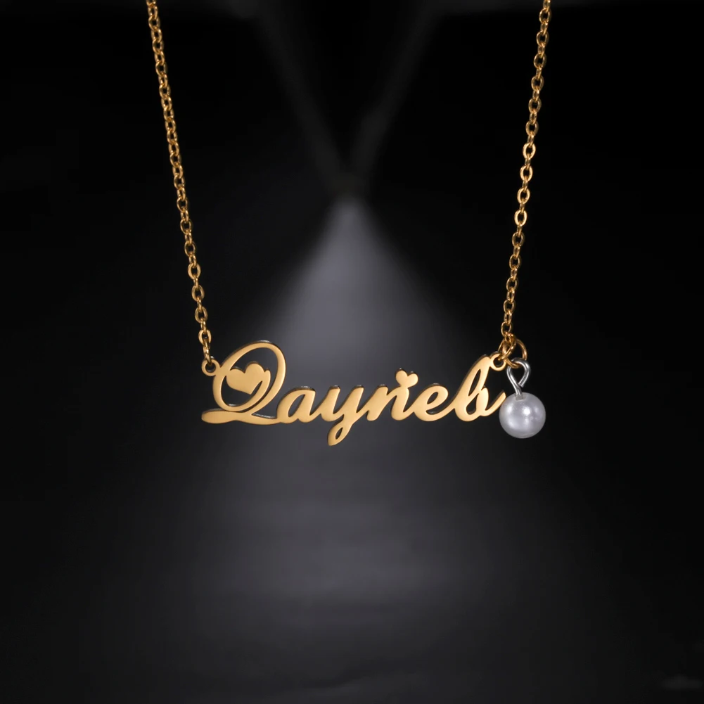 

Sipuris Personalized Name Necklaces Stainless Steel Custom Name Pearl Necklace For Women Nameplate Pendant Choker Jewelry Gift