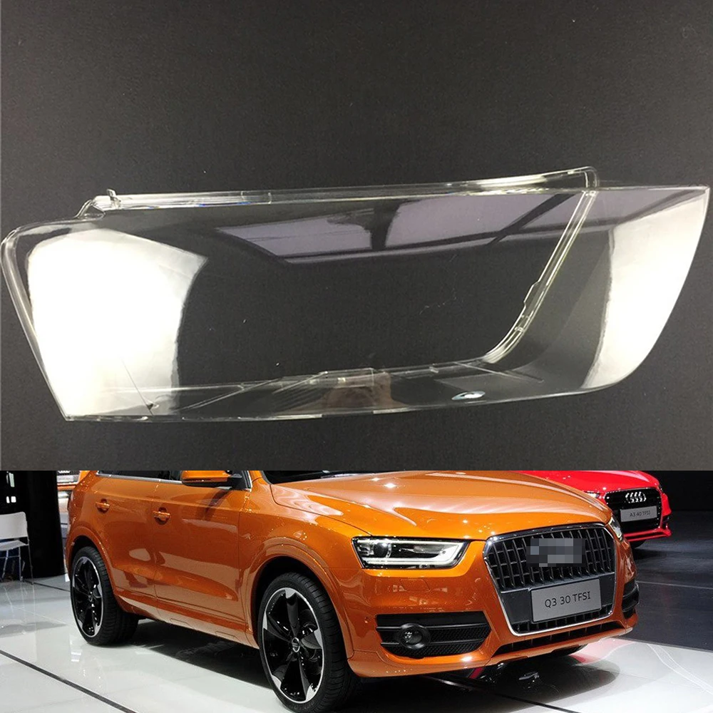 Passenger Sider Для Audi Q3 2010 2011 2012 2013 налобный фонарь, крышка для автомобильных фар, сменный Прозрачный передний авто чехол - Цвет: Passenger Sider