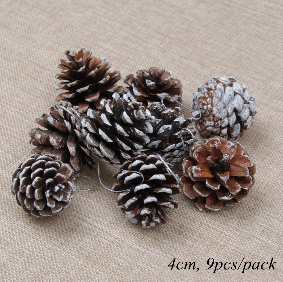 9pcs brown white nut 1 упаковка, сделай сам, венок из искусственных цветов, искусственные растения, сосновые ветки для рождественской вечеринки, украшения для рождественской елки, Детские Подарочные принадлежности - Цвет: 9pcs brown white nut