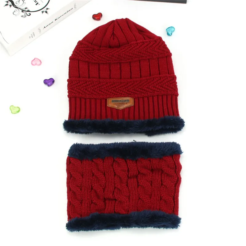 

2Pcs Toddler Baby Girls Boys Winter Warm Knitted Cap+Scarf Keep Warm Set Suit for 3-8 Year Kids #3N27
