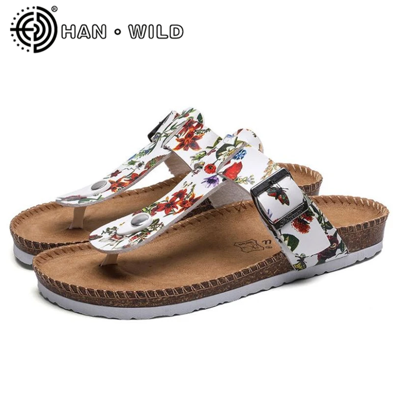 

Men's PU Leather Cork Slippers Anti-skid Outdoor Casual Beach Slides Fashion Flip Flops Man and Women Summer Sandals