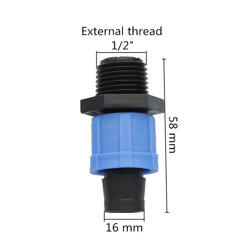 OD1I2-16mm connector 30 шт. садовые соединители для воды 16 мм капельная лента прямые тройники Концевая вилка 1/" 3/4" резьба DN17 разветвитель труб - Цвет: OD1I2-16mm connector