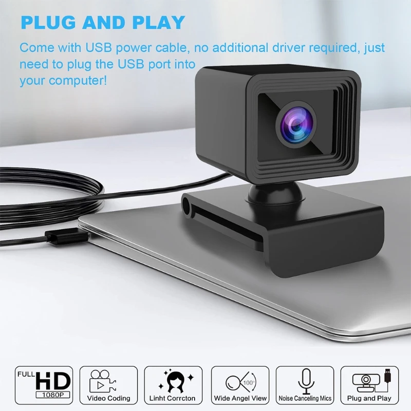 

Desktop Laptop Webcam Widescreen Video Calling 1080P Camera with Mic / Tripod