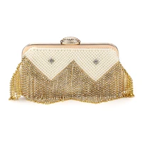 diamond inlaid tassel luxury versatile dinner bag celebrity pearl hand bag banquet design chic handmade clutch chain evening bag