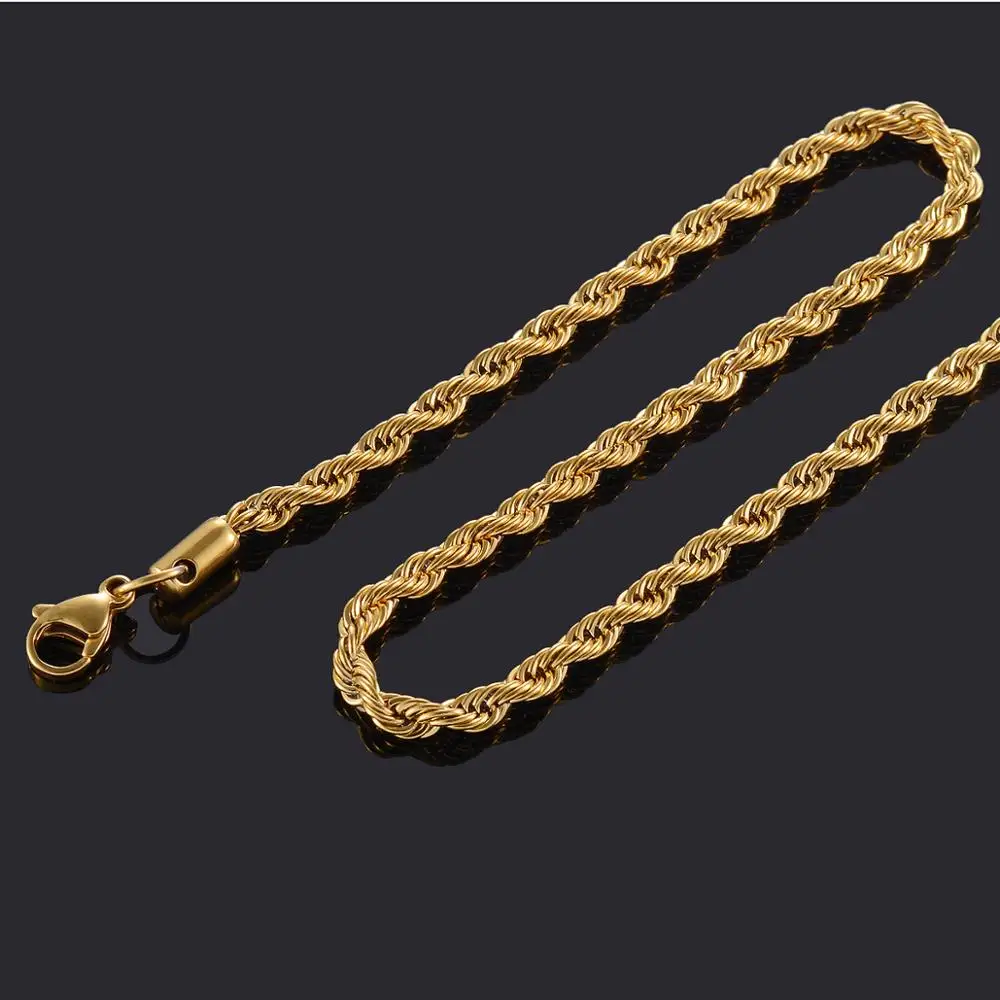 Цепочка Из Нержавеющей Стали золотого цвета для мужчин и женщин цепочка из