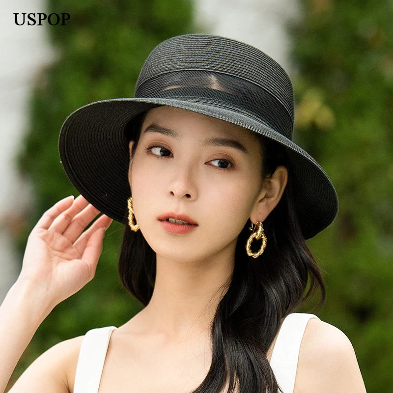 Шляпа USPOP женская Соломенная сетчатая пляжная Панама с вырезами повседневная