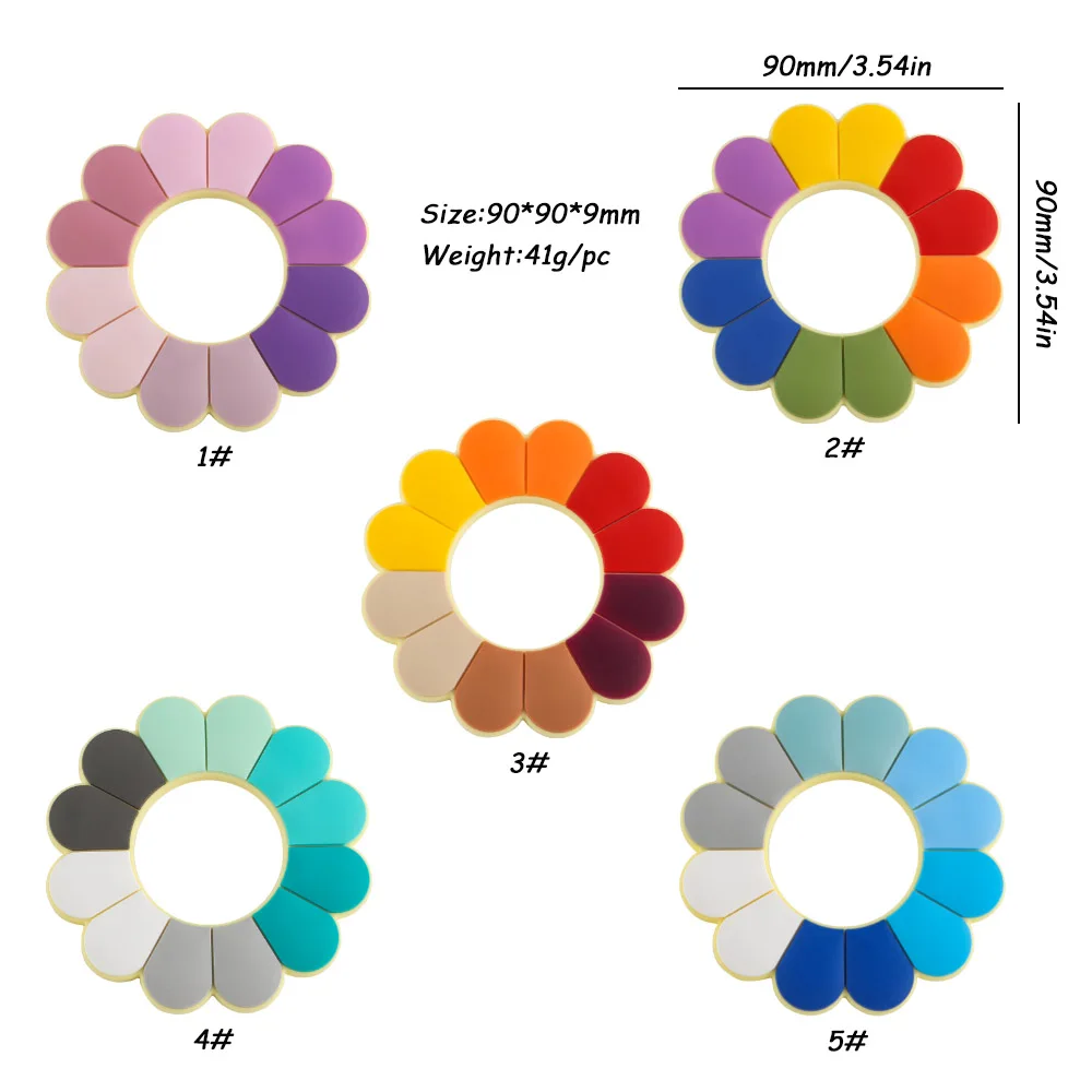 Sunrony-mordedor de flores de colores de silicona, cuentas de dentici&oacute;n para beb&eacute;, accesorios DIY, 1 ud.-4