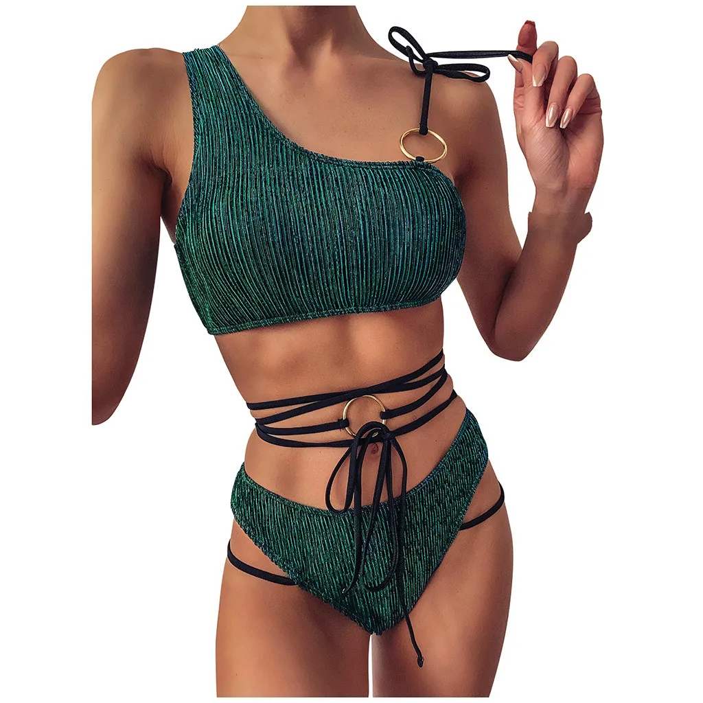 Модный комплект бикини SAGACE на одно плечо с кольцом женский летний раздельный