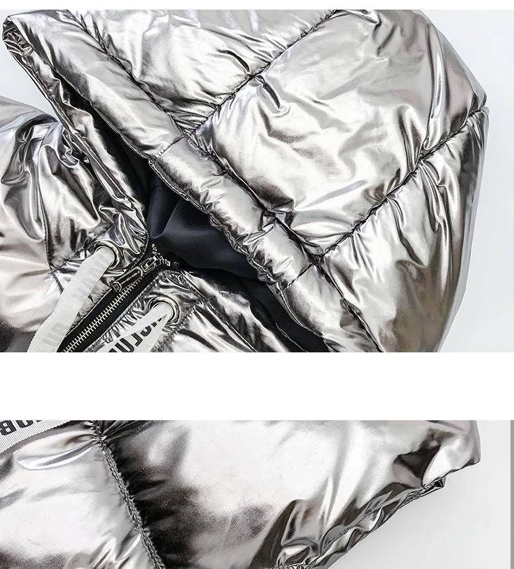 2020 Autumn Winter New Style Korean-style Thick Bright Surface Cotton Vest Student Loose Hooded Parka Gilet Coat | Женская одежда