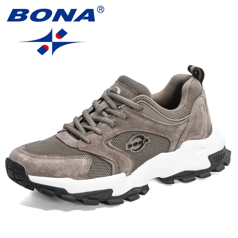 BONA 2022 New Designers Suede Mesh Running Shoes for Men Breathable Sneakers Man Sport Shoe Trainers Walking Footwear Mansculino