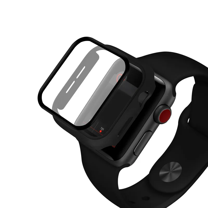 Закаленное стекло + чехол для apple watch 5 4 44 мм 40 iWatch 3 2 1 42 38 защита экрана бампер