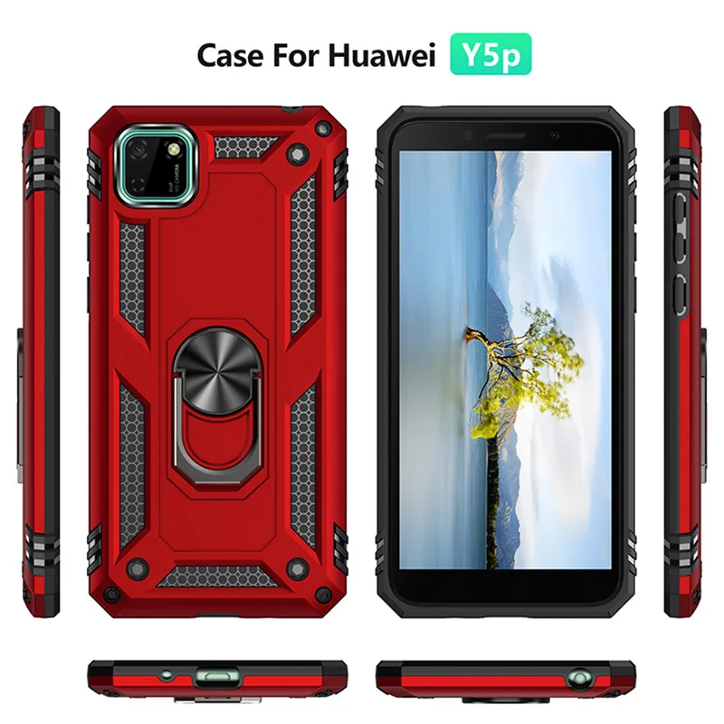 For Huawei Y5P Y6P Y7P Y8P 2020 Case Luxury Armor Shockproof Car Magnetic Ring Back Cover for Honor 8S 8A 9S 9A 9X Pro Cases
