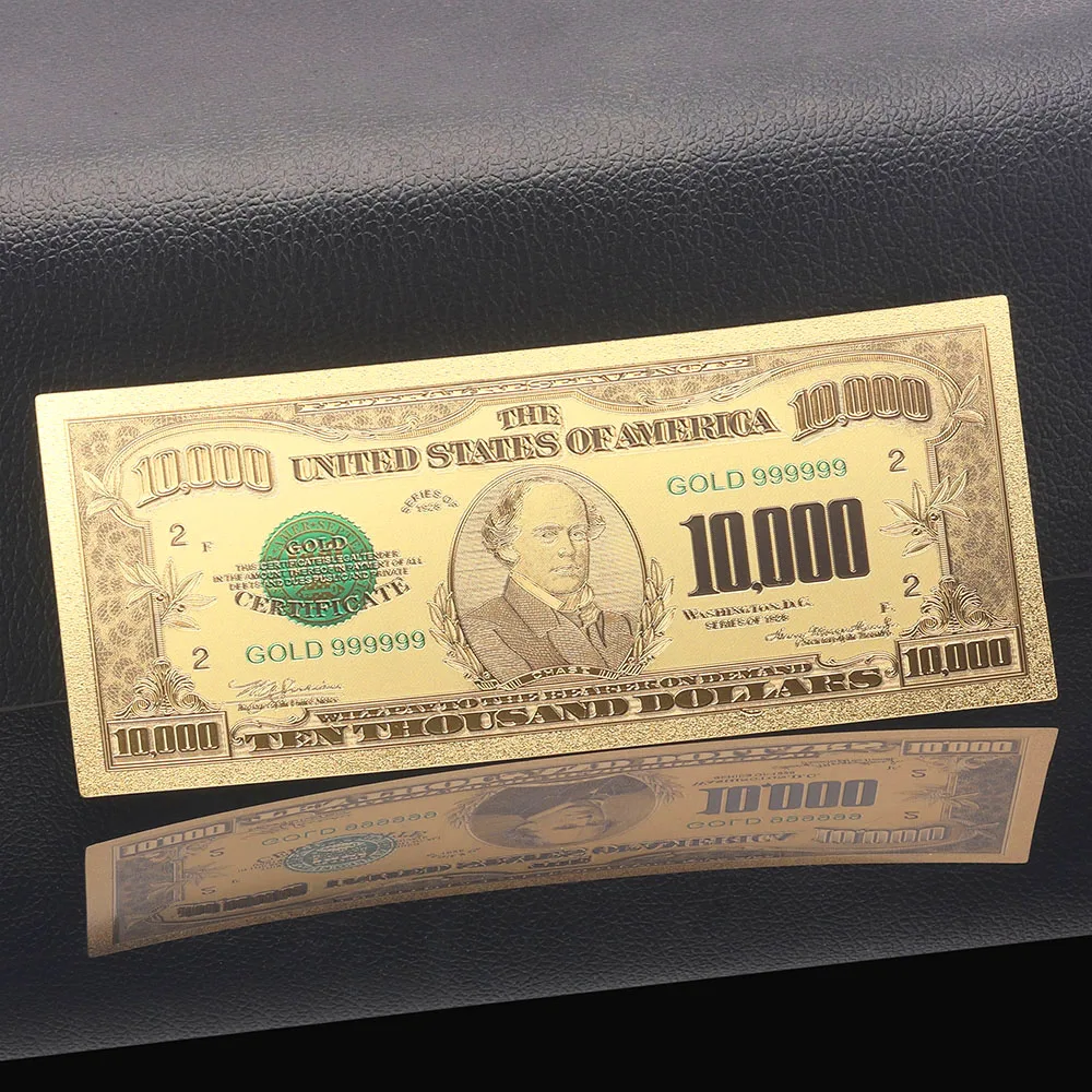 Коллекционная памятная монета 10000 доллара США банкнота 24k позолоченная