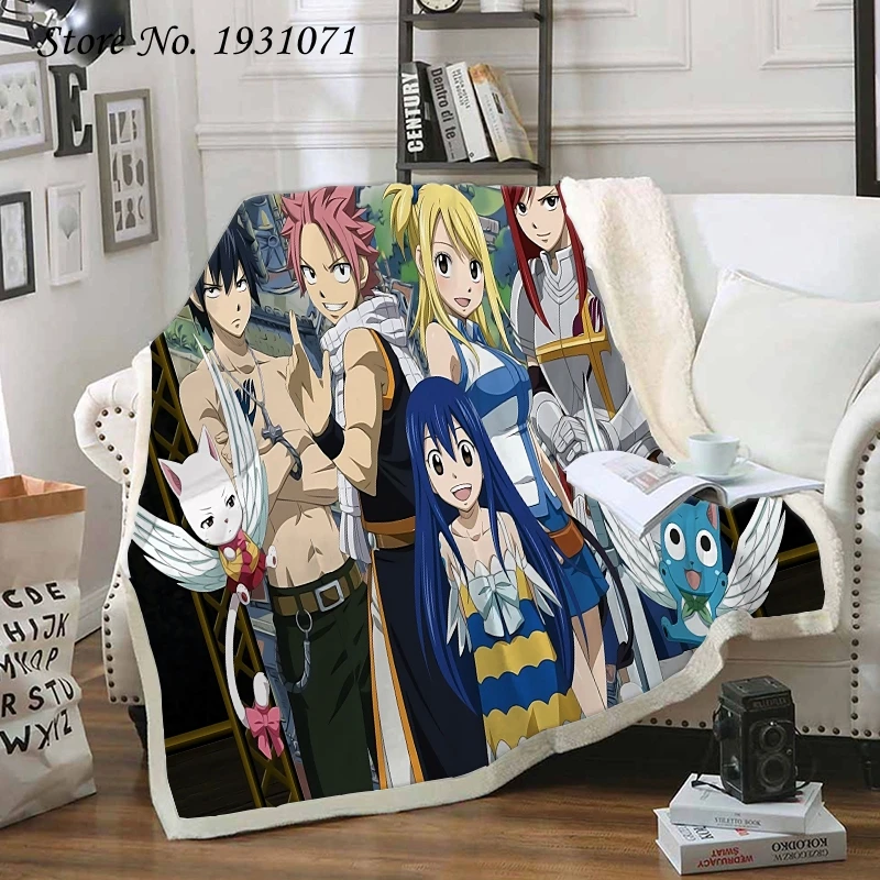 Флисовое одеяло с 3D рисунком аниме Феи хвост для кровати толстое модное