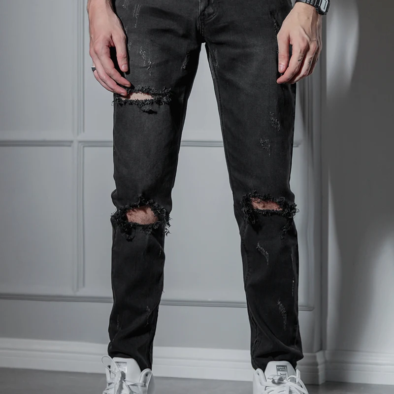 Джинсы мужские в стиле ретро Брендовые повседневные зауженные штаны хип хоп