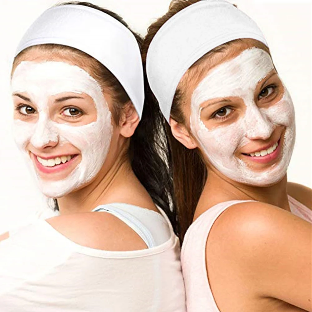 Повязка на голову женская из махровой ткани портативная самоклеящаяся Белый