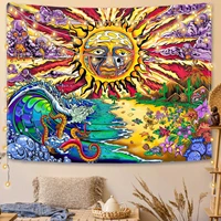psychedelic sun eye tapestry colored flower aesthetic wall decorations living room mural tapestry bedroom home decor tapisserie
